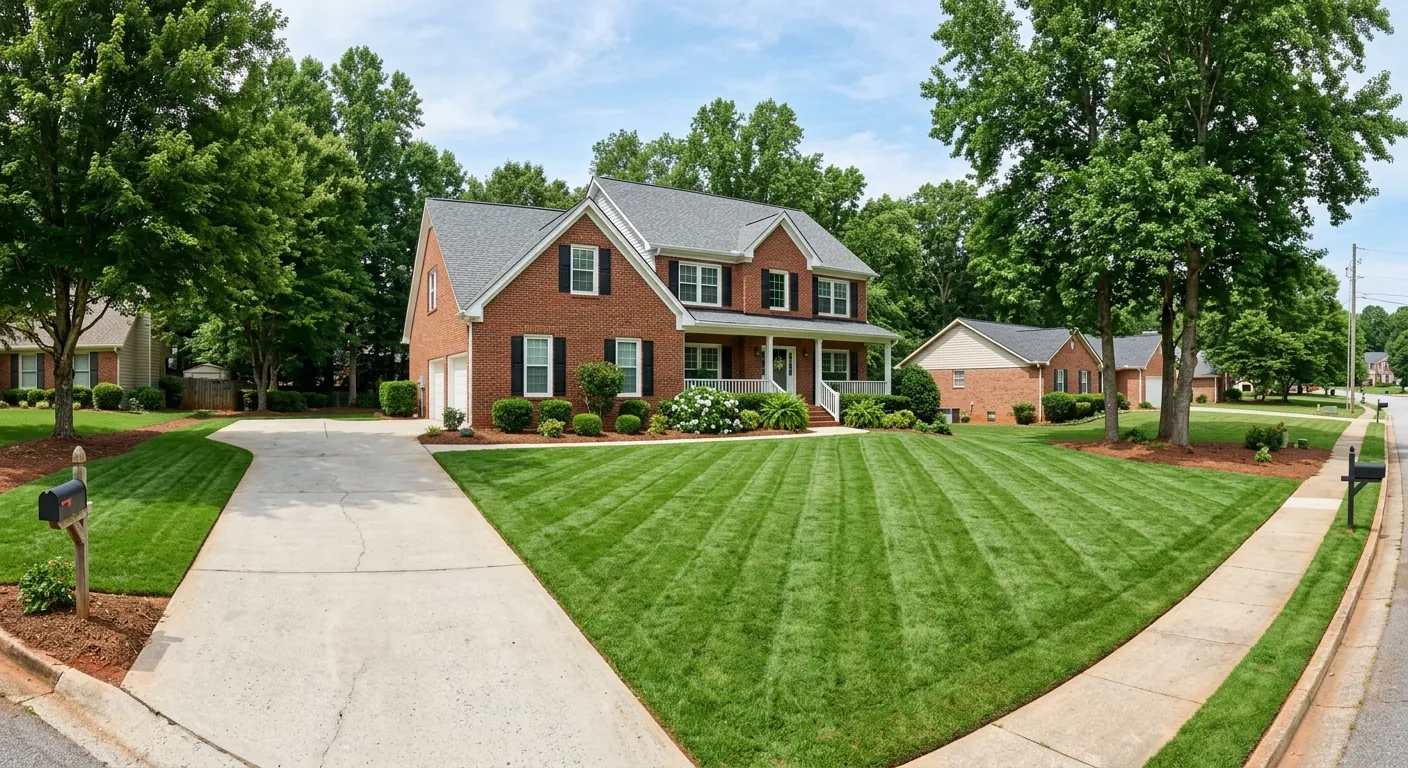 Manicured green lawn at a home in Lawrenceville, GA